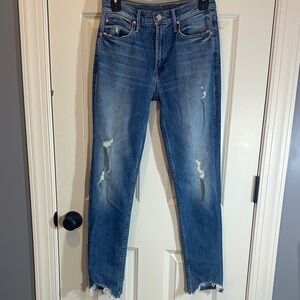 MOTHER flirt Ankle Distressed Blue Jeans size 26